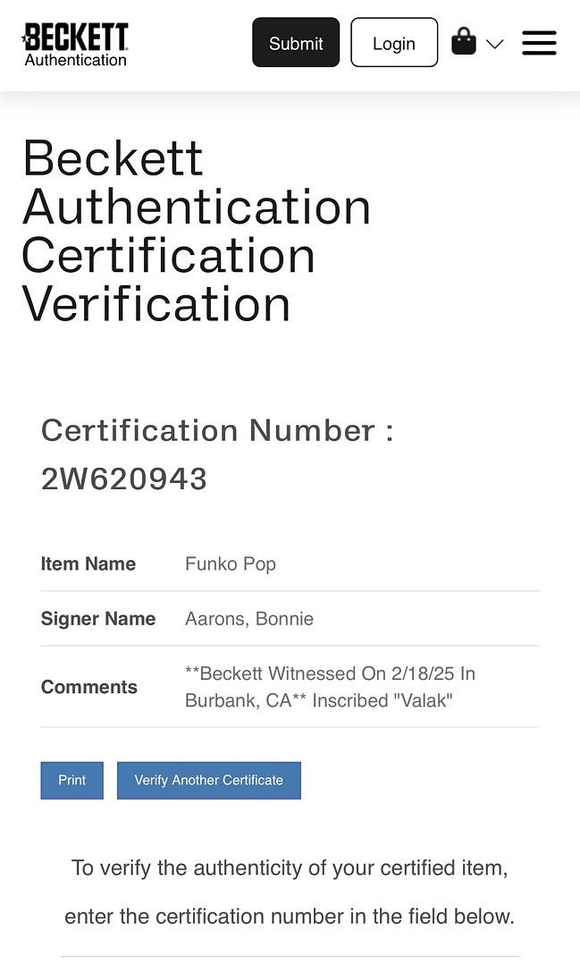 Bonnie Aarons Signed Funko Pop #1710 "The Nun" (White Ink) - Beckett COA