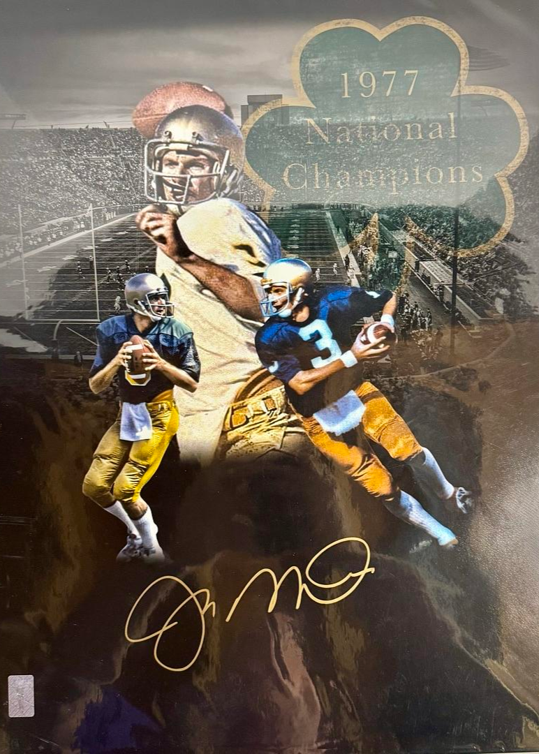 Joe Montana Signed 16x20 Photo Notre Dame 1977 National Champs - Montana COA #01