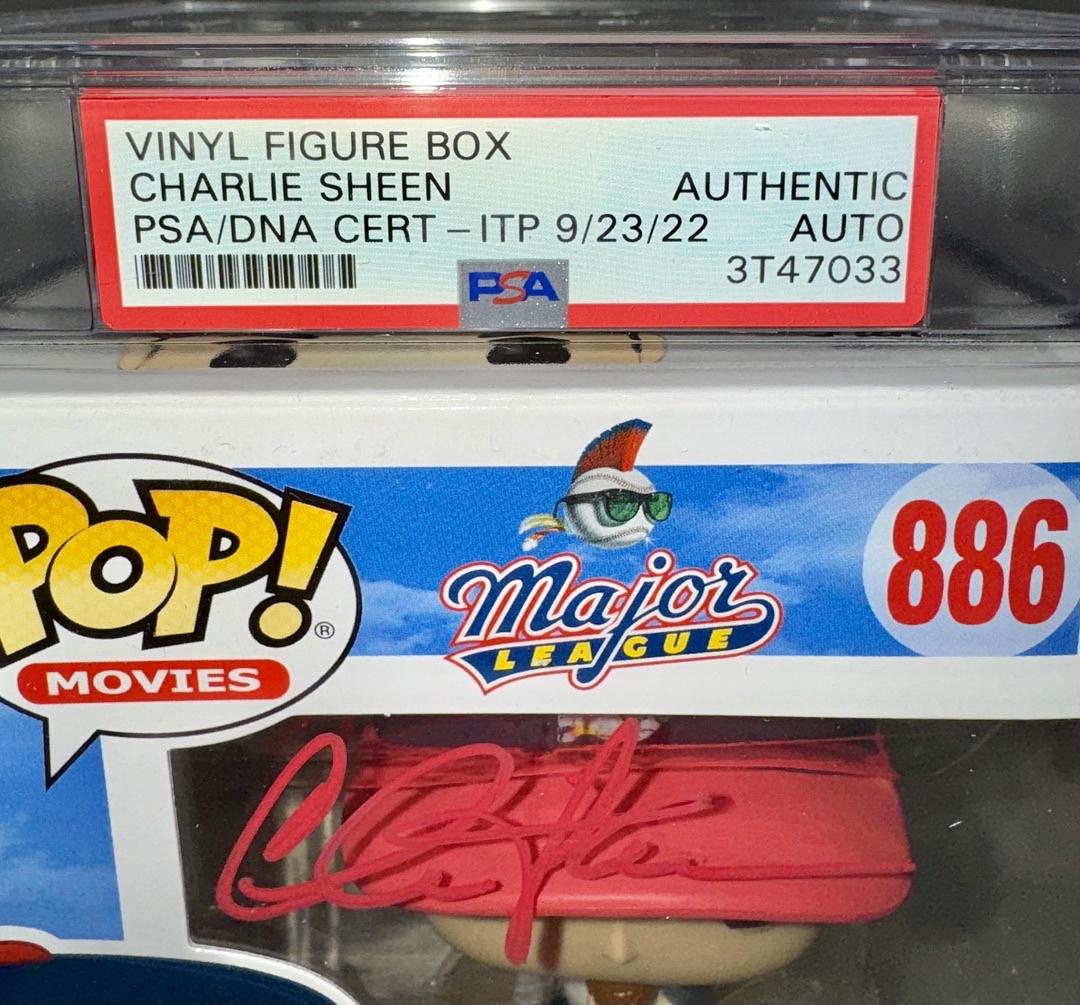 Charlie Sheen Signed Funko Pop #886 "Ricky Vaughn" (Major League) - PSA Encapsulated