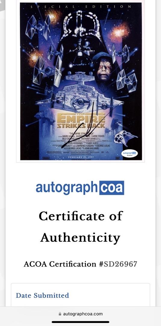 George Lucas Signed 8x10 Photo (Star Wars Empire Strikes Back) - ACOA