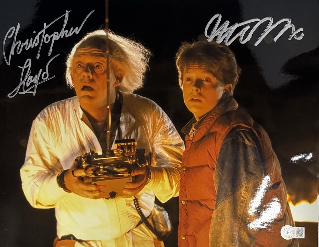 Michael J Fox & Christopher Lloyd Signed 11x14 Photo (Back To The Future) - Beckett COA
