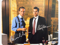 Michael Douglas & Charlie Sheen Signed Wall Street 11x14 (Silver Ink) - Beckett COA