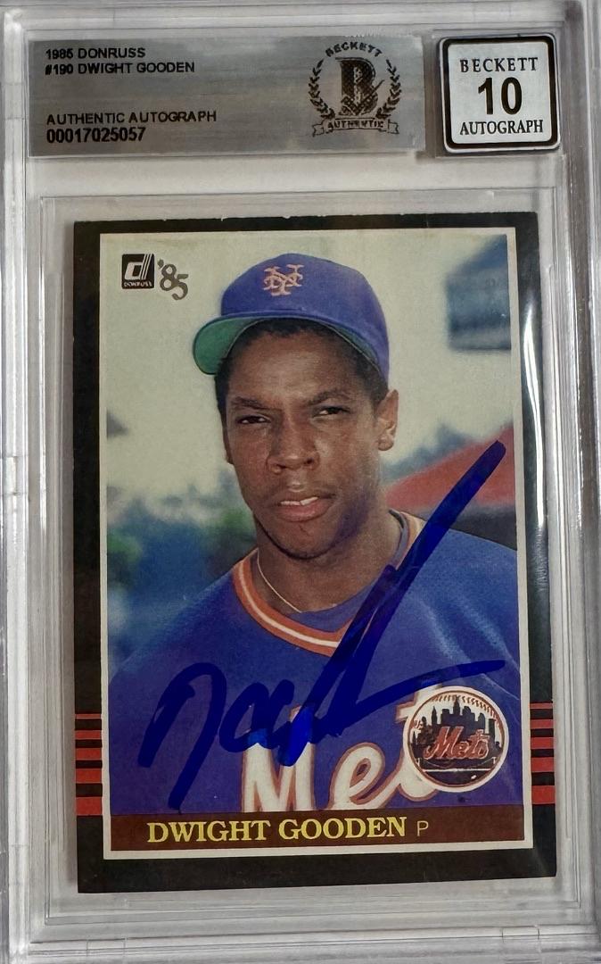 Doc Gooden 1985 Signed card Donruss - Beckett COA 10