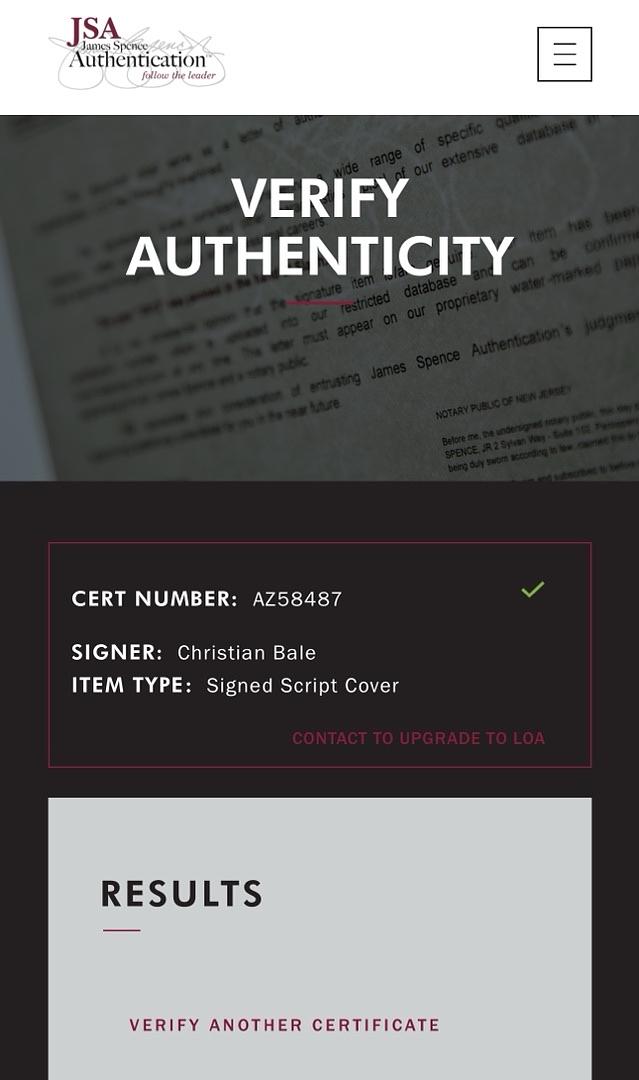 Christian Bale Signed Script Cover (Batman Begins) - JSA COA