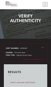 Christian Bale Signed Script Cover (Batman Begins) - JSA COA