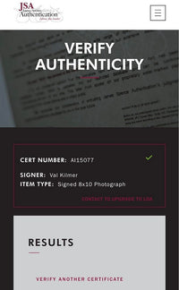 Val Kilmer Signed 8x10 Photo (Heat) - JSA COA & Celebrity Authentics