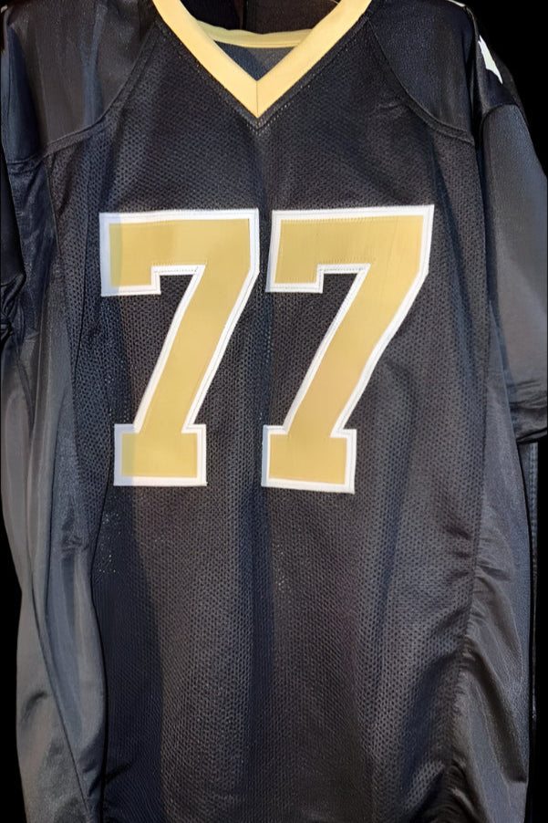 Willie Roaf Signed Custom Saints Black Jersey w/ HOF Inscription - Schwartz COA