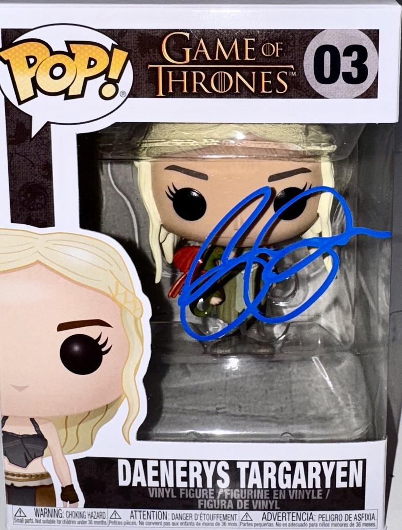 Emilia Clarke Signed Funko Pop #03 Daenerys Targaryen (Blue Ink) - Beckett COA