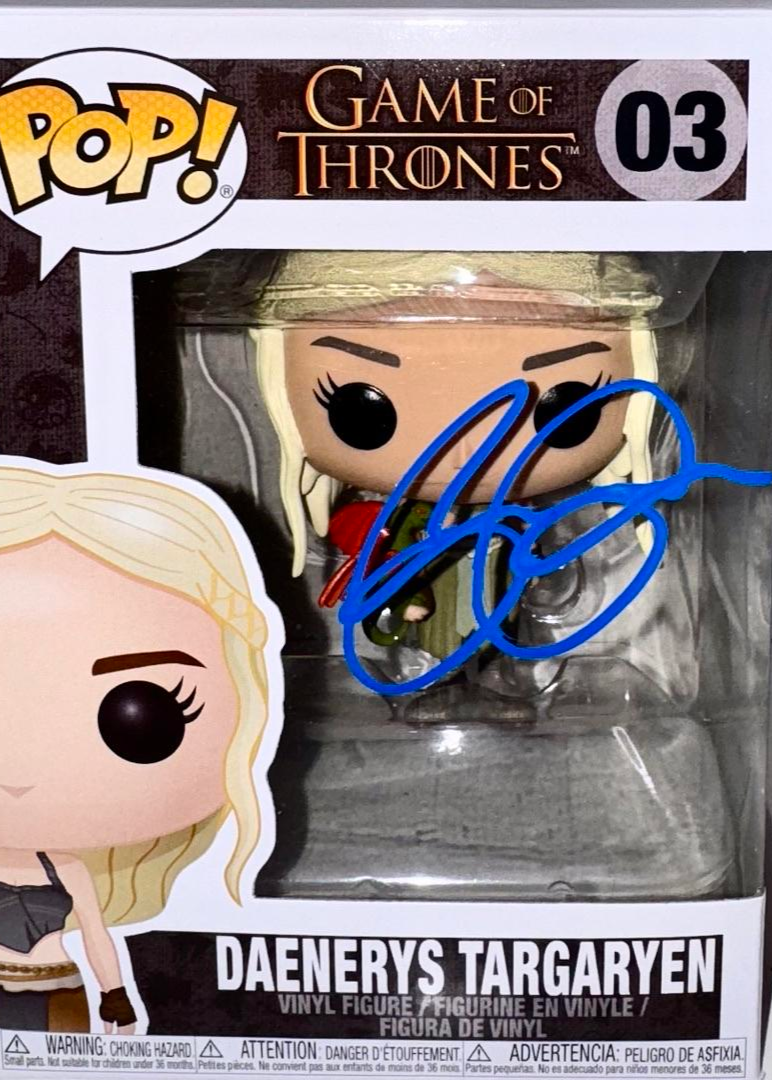 Emilia Clarke Signed Funko Pop #03 Daenerys Targaryen (Blue Ink) - Beckett COA