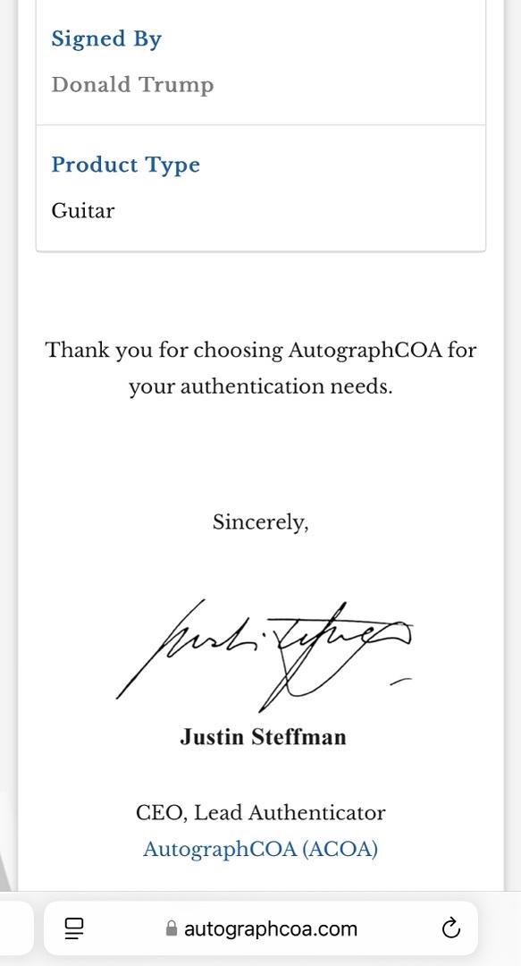Donald Trump Signed Guitar - ACOA