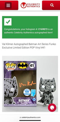 Val Kilmer Signed Funko Pop #41 Batman Art Series *RARE LIMITED EDITION* - Celebrity Authentics