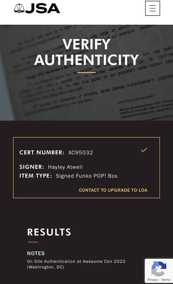 Hayley Atwell Signed Funko Pop #1033 Captain Carter (Doctor Strange)  - JSA COA