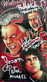 The Lost Boys Cast Signed 11x17 w/Kiefer Sutherland signed by 8 all with character name - Beckett COA