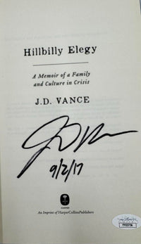 JD Vance (Vice-President) Signed "Hillbilly Elegy" Book #01