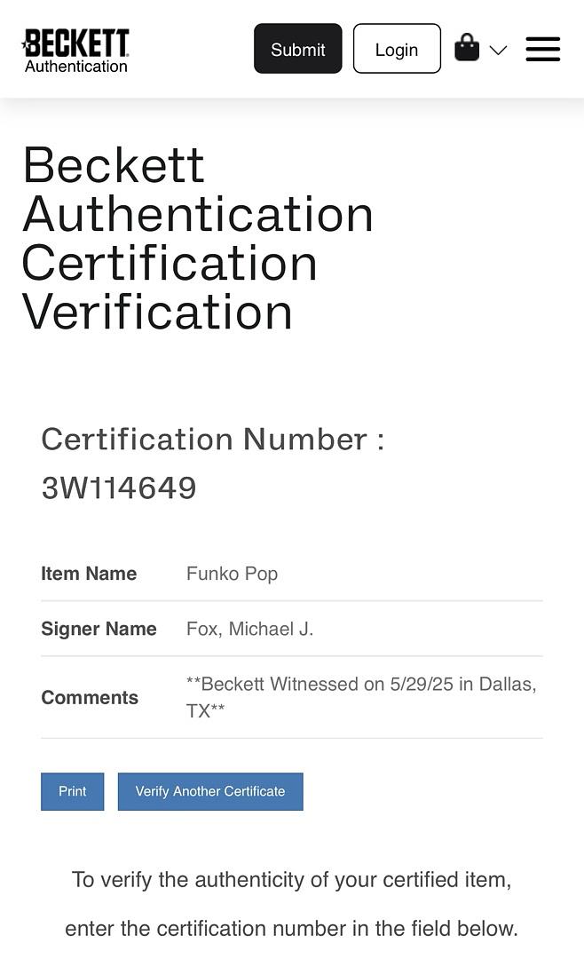 Michael J Fox Signed Funko Pop #49 Marty McFly (Back To The Future) - Beckett COA