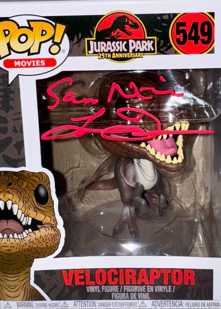 Laura Dern & Sam Neill Signed 25th Anniversary Funko Pop #549 (Jurassic Park) *RARE* -  Celebrity Authentics #01