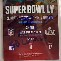 Tom Brady Autographed Official Super Bowl LV Ticket slabbed w/Inscription "Super Bowl LV MVP" Beckett Slabbed & Fanatics COA #01