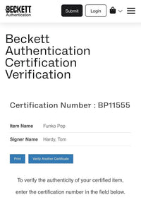 Tom Hardy Signed Funko Pop #533 "Bane" (Dark Knight Rises) - Beckett COA #01