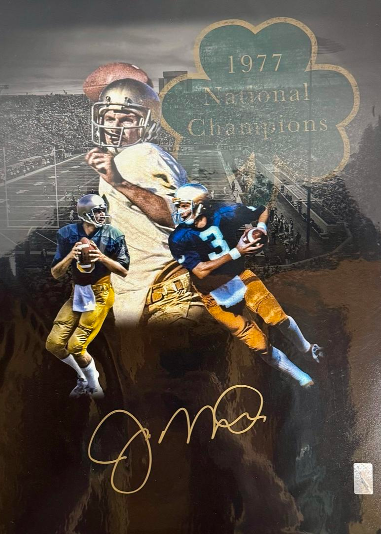 Joe Montana Signed 16x20 Photo Notre Dame 1977 National Champs - Montana COA #02