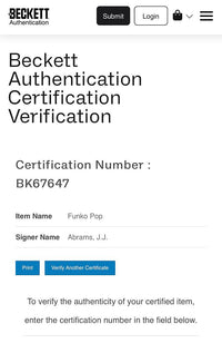 JJ Abrams Signed Funko Pop SE "BB-8" (Star Wars) Make-A-Wish Exclusive - Beckett COA
