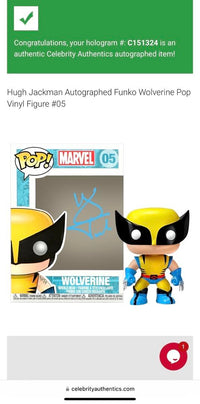 Hugh Jackman Signed Funko Pop #05 "Wolverine" Marvel - Celebrity Authentics