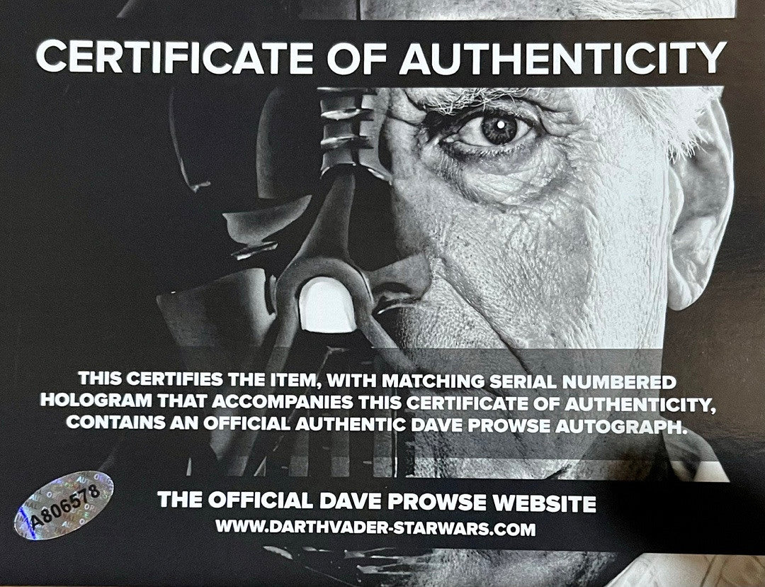 David Prowse Signed 8x10 Photo (Star Wars) w/Character Inscription- Prowse COA