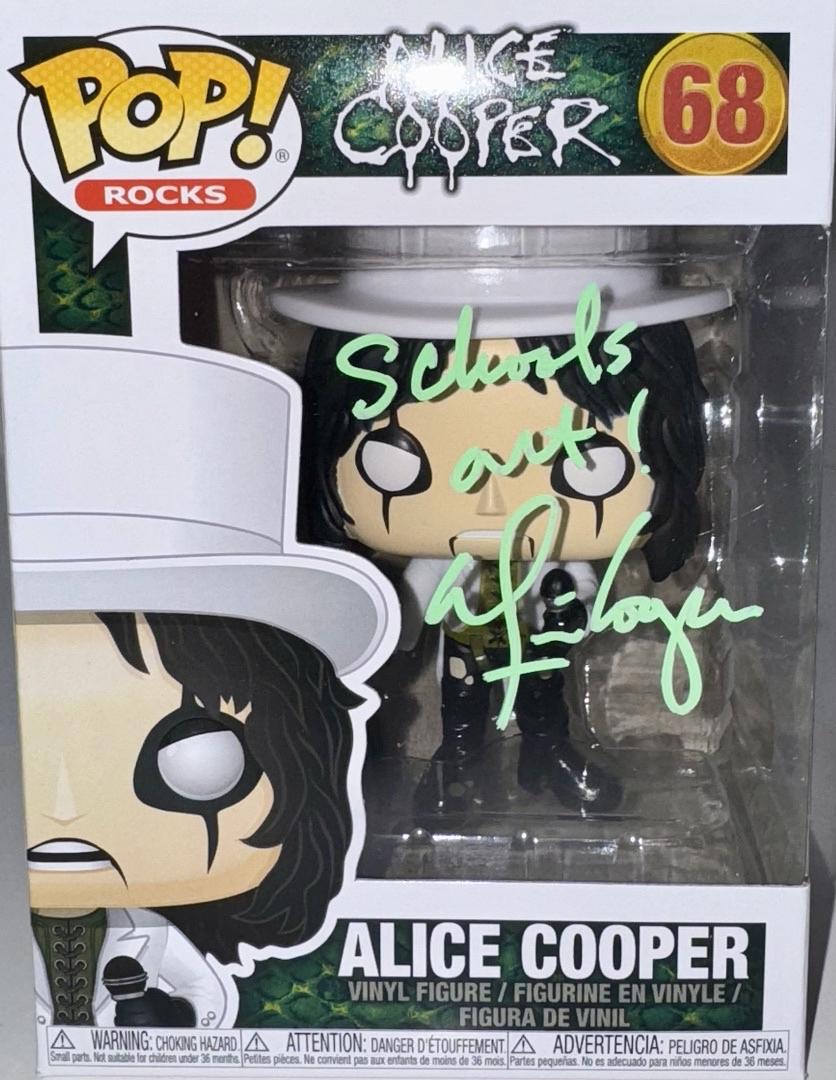 Alice Cooper Signed Funko Pop #68 "Schools Out" - Beckett COA #03