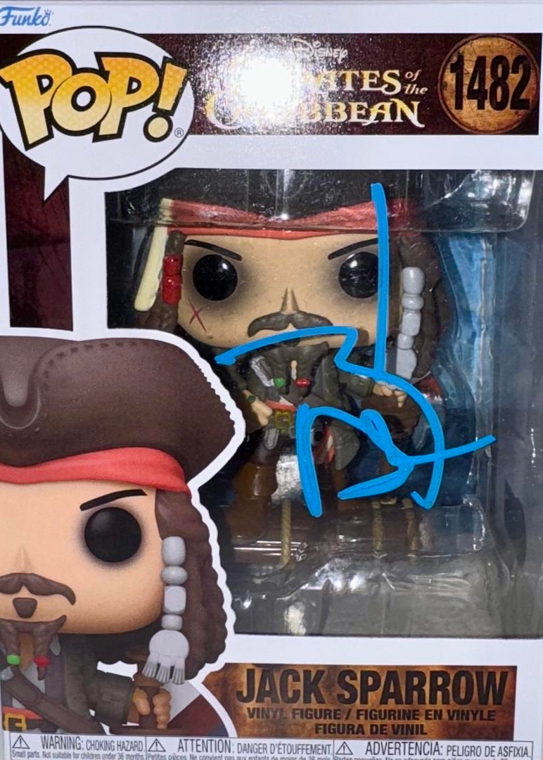 Johnny Depp Signed Funko Pop #1482 Jack Sparrow (Blue Ink) - Beckett COA #1