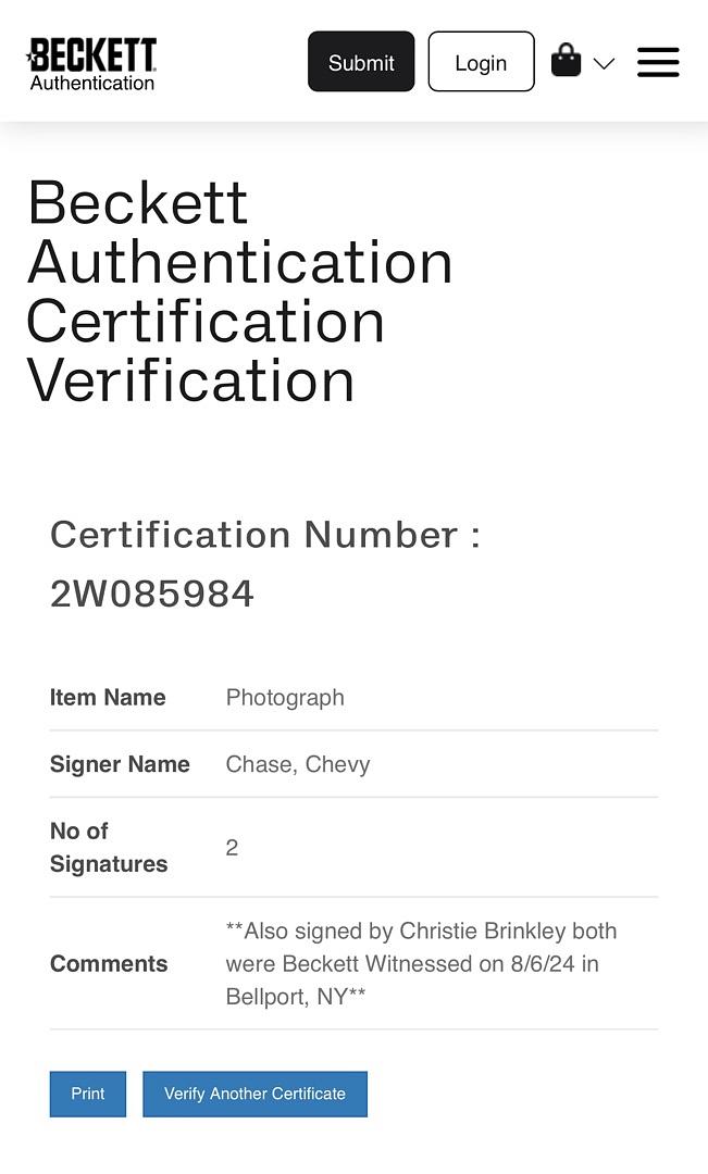 Chevy Chase & Christie Brinkley Signed 11x14 Photo (National Lampoons Vacation) - Beckett COA