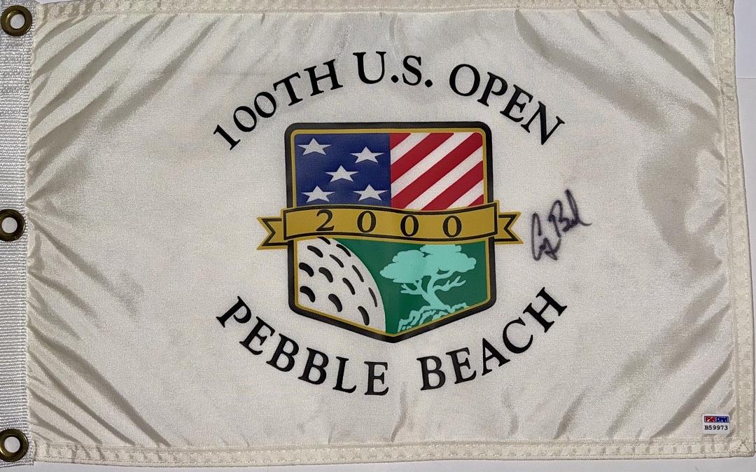 George Bush Signed 100th Anniversary US Open Golf Flag Pebble Beach 2000 - PSA COA