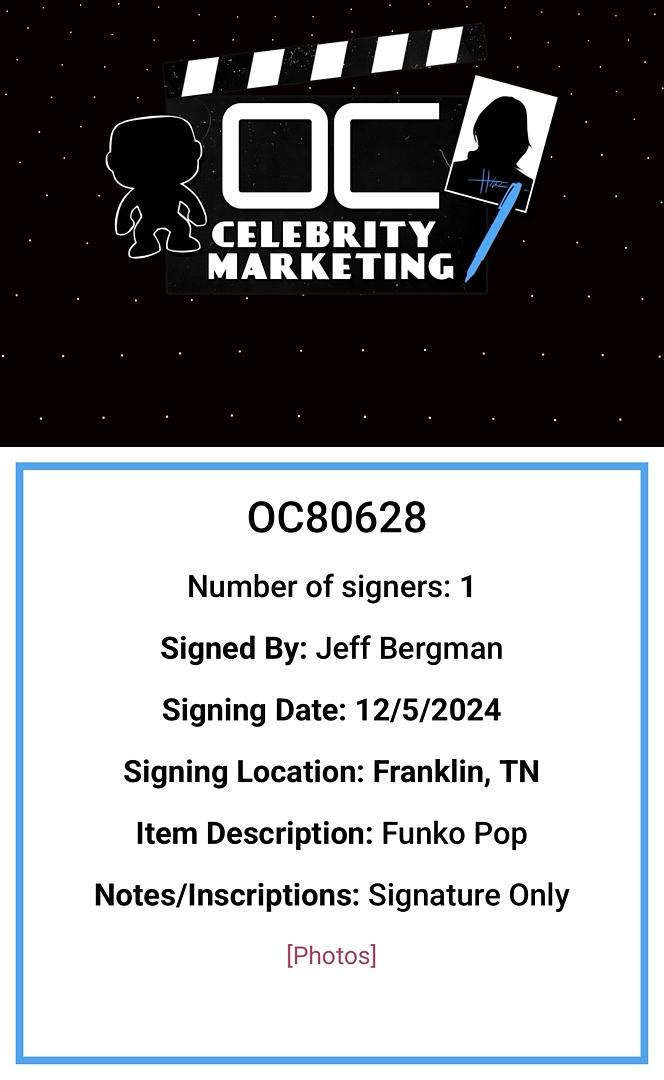 Jeff Bergman Signed Funko Pop #15 "Albus Dumbledore" (Harry Potter) - OC Celebrity Marketing