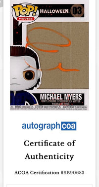 Jamie Lee Curtis Signed Funko Pop #03 Michael Myers Halloween (Orange Ink) - ACOA