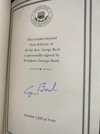 George Bush Autographed Book All the Best Easton Press (Blue Binding) First Edition #1835/3000