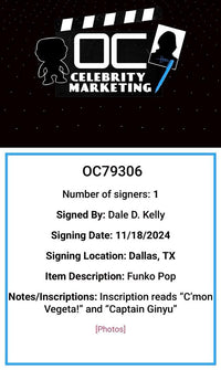 Dale Kelly Signed Funko Pop #1493 "Ginyu" (Dragonball Z) - OC Celebrity Marketing