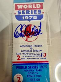 Carlton Fisk Signed 1975 World Series Game 2 Ticket  - PSA COA Autograph Grade 10