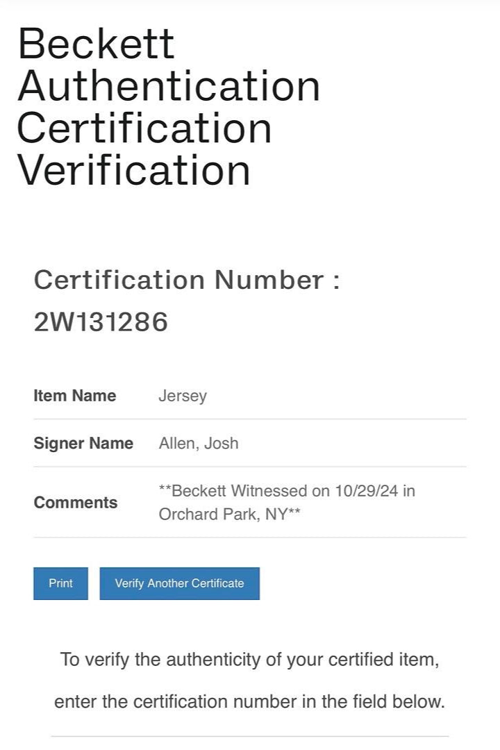 Josh Allen Signed Red Bills Jersey - Beckett COA