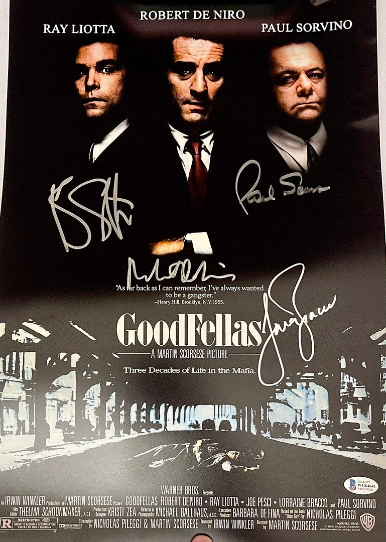 Robert DeNiro, Ray Liotta, Paul Sorvino, Lorraine Bracco Signed 11x17 Goodfellas Mini-Poster - Beckett COA