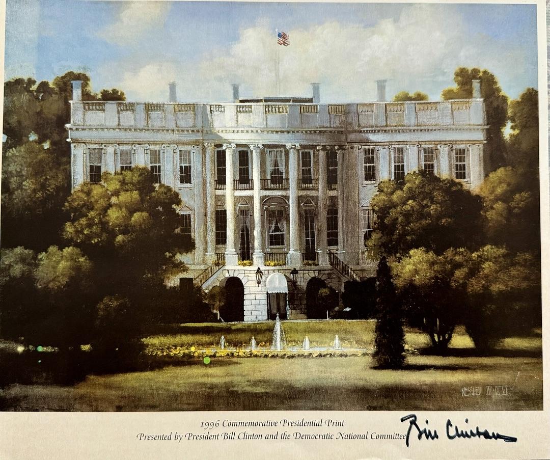 Bill Clinton Signed White House Commemorative Presidential Print - Clinton Library Certified