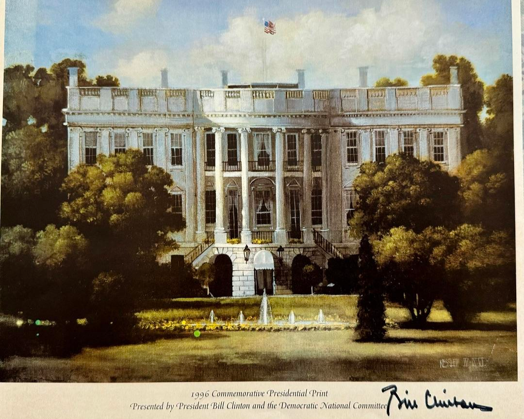 Bill Clinton Signed White House Commemorative Presidential Print - Clinton Library Certified
