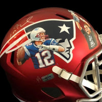 Tom Brady Autographed Custom painted 1/1 Replica Speed Helmet Tristar and GOAT COA
