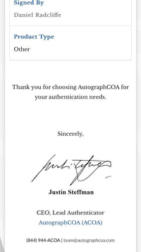 Daniel Radcliffe Signed Replica Hogwarts Train Ticket - ACOA #02