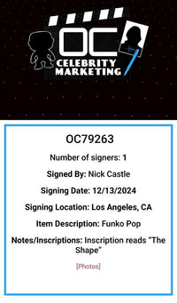 Nick Castle Signed Funko Pop #1156 "Michael Myers" (Halloween) - OC Celebrity Marketing #02