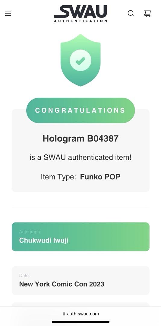 Chukwudi Iwuji Signed Funko Pop #1202 "Rocket Raccoon" (GOTG) w/ Inscription - SWAU