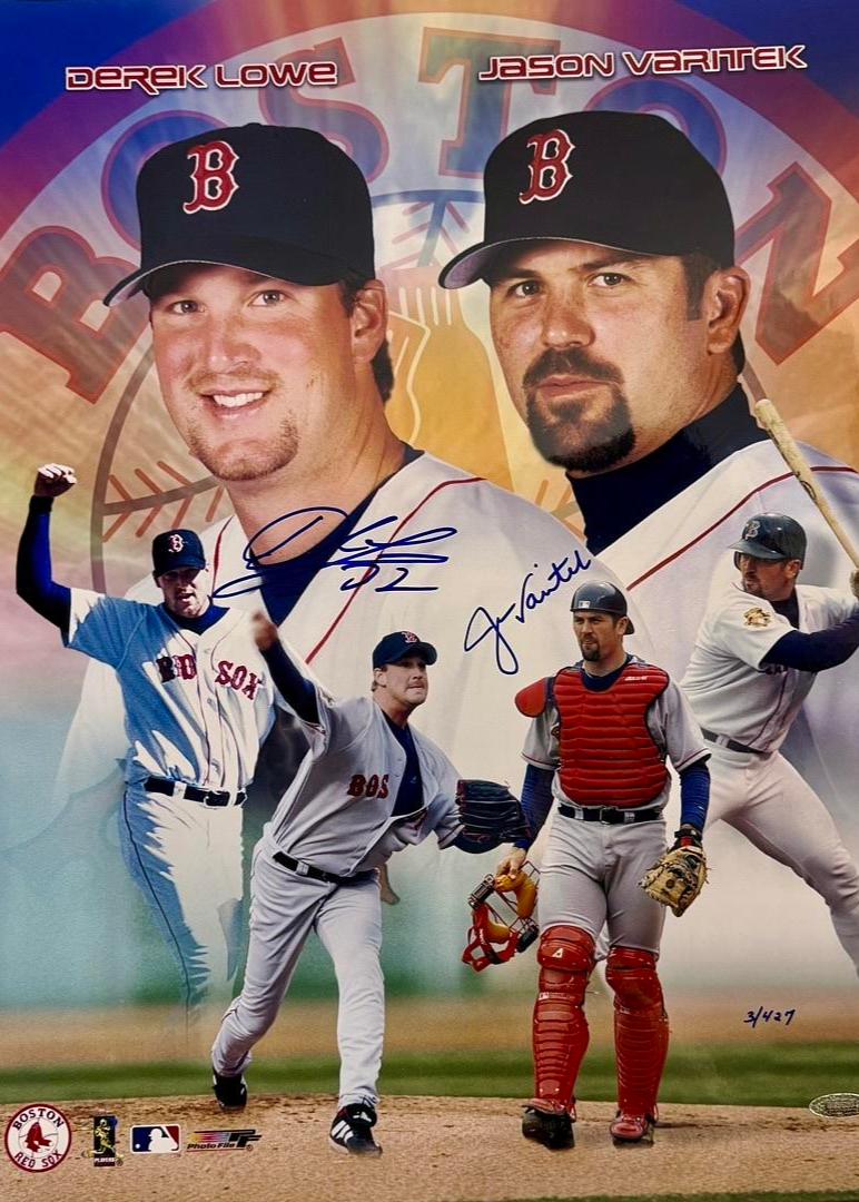 Jason Varitek & Derek Lowe Signed 16x20 Photo Boston Red Sox - TriStar COA