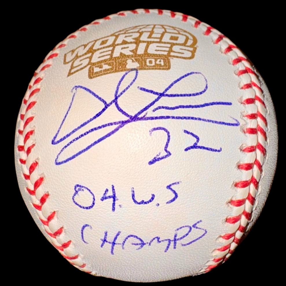 Derek Lowe Autographed Rawlings 2004 Official WS Baseball w/ 04 WS Champs Inscription -  Beckett COA #02