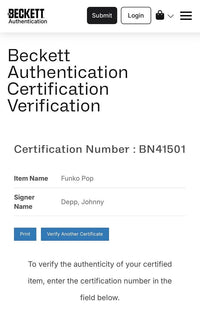 Johnny Depp Signed Funko Pop #980 Edward Scissorhands (Blue Ink) - Beckett COA