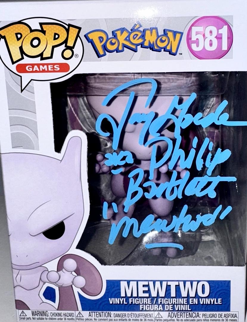 Jay Goede Signed Funko Pop #581 "Mewtwo" (Pokemon) w/Inscription - OC Celebrity Marketing #02