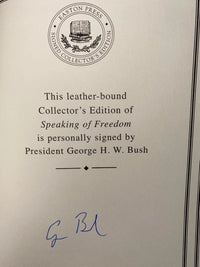 George Bush Autographed Speaking of Freedom Slipcase Easton Press