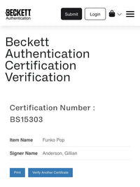 Gillian Anderson Signed Funko Pop #1613 "Dana Scully" (Blue Ink) - Beckett COA #4