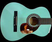Ariana Grande Signed Teal Guitar - JSA COA
